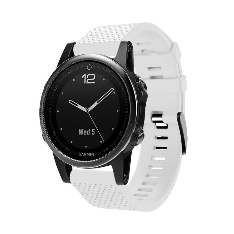 Mega hårdfør Garmin Fenix 5S Plus Silikone Rem - Hvid#serie_2