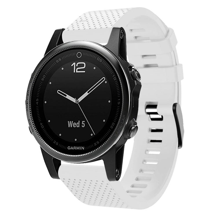 Mega hårdfør Garmin Fenix 5S Plus Silikone Rem - Hvid#serie_2