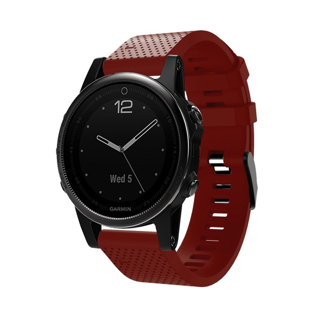 Mega hårdfør Garmin Fenix 5S Plus Silikone Rem - Rød#serie_5