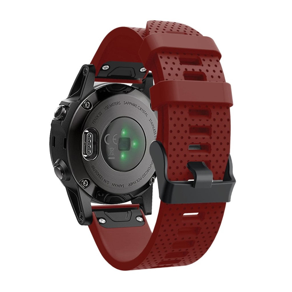 Mega hårdfør Garmin Fenix 5S Plus Silikone Rem - Rød#serie_5