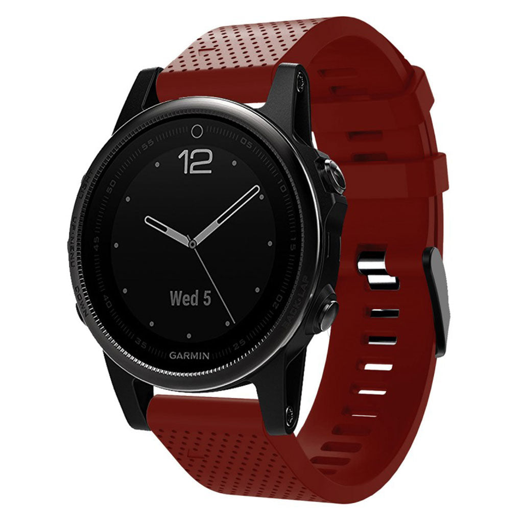 Mega hårdfør Garmin Fenix 5S Plus Silikone Rem - Rød#serie_5