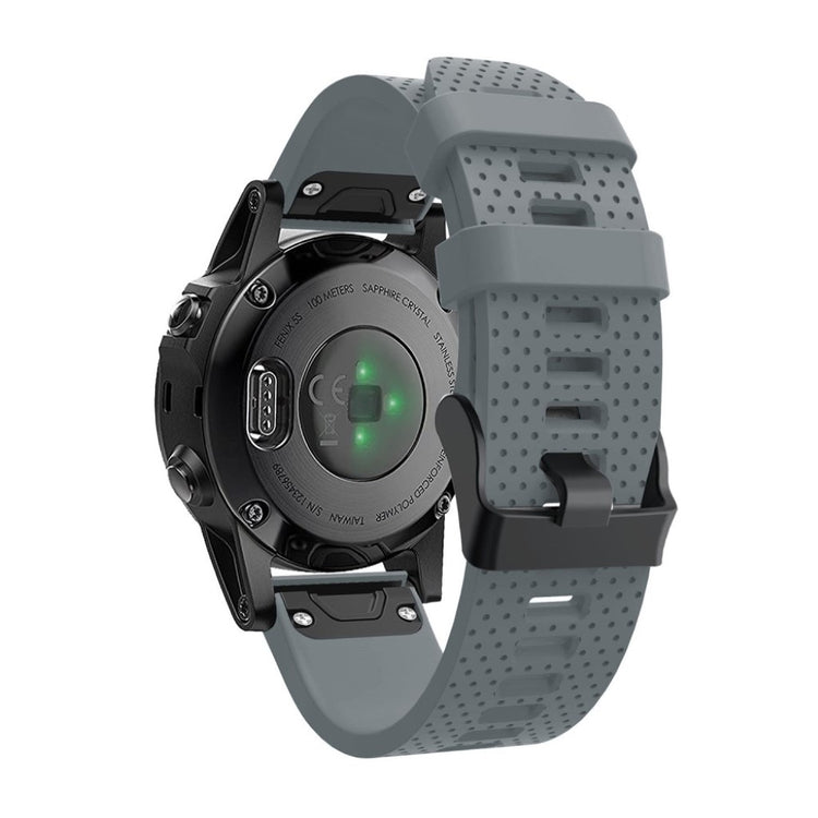 Mega hårdfør Garmin Fenix 5S Plus Silikone Rem - Sølv#serie_8