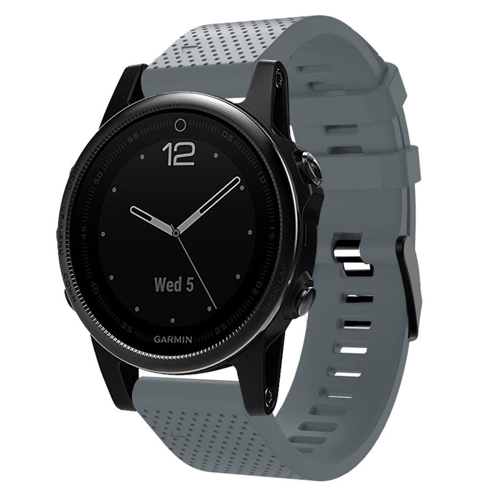 Mega hårdfør Garmin Fenix 5S Plus Silikone Rem - Sølv#serie_8