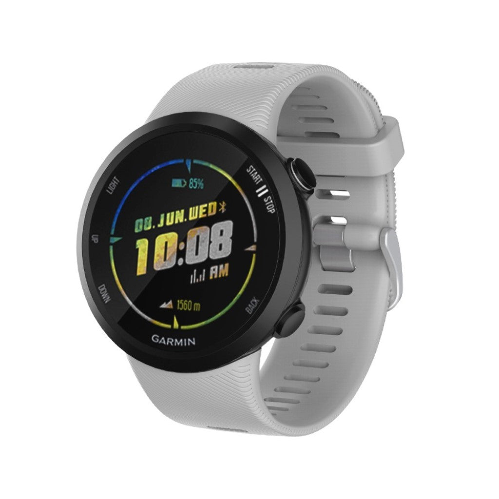 Meget komfortabel Garmin Forerunner 45 Silikone Rem - Sølv#serie_4