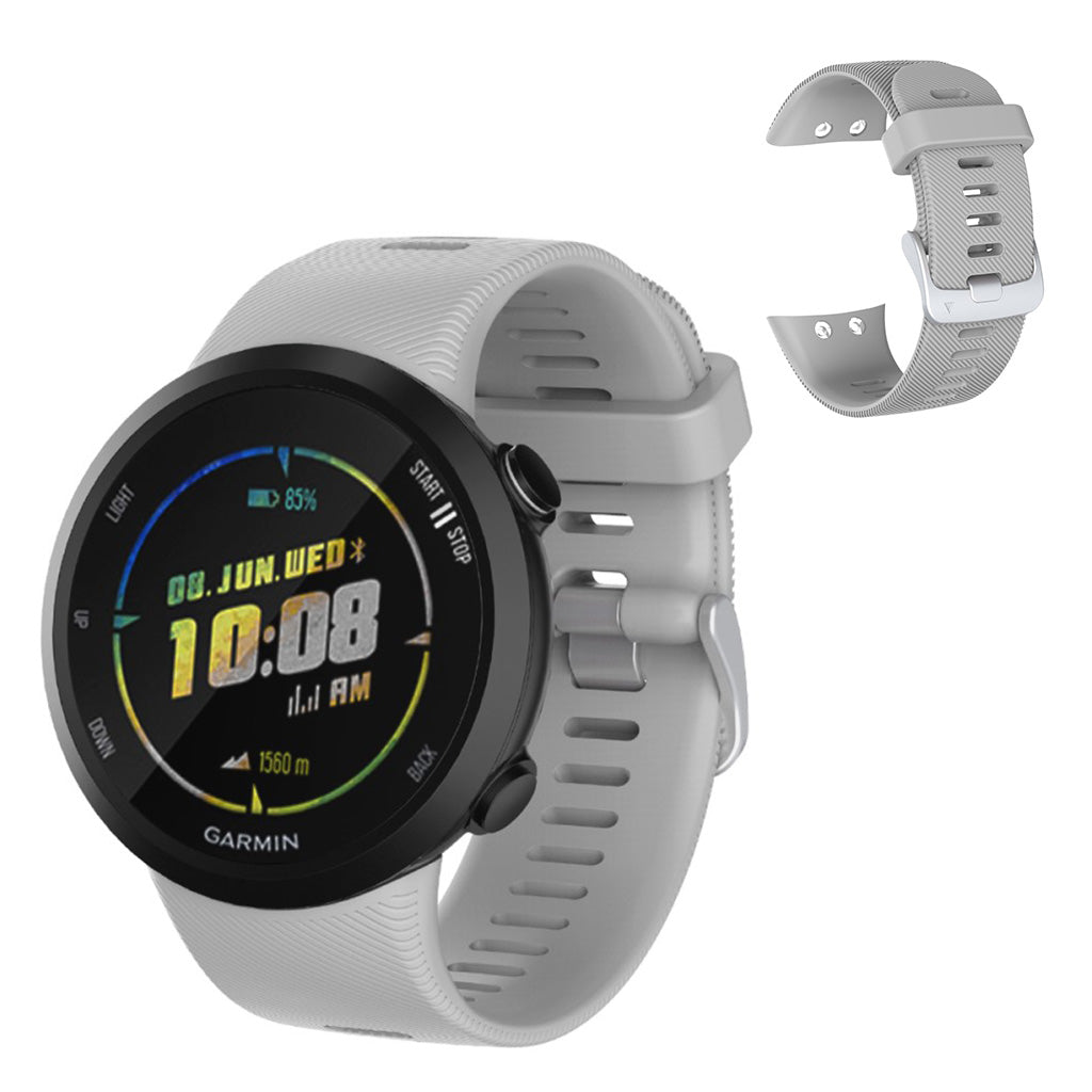 Meget komfortabel Garmin Forerunner 45 Silikone Rem - Sølv#serie_4