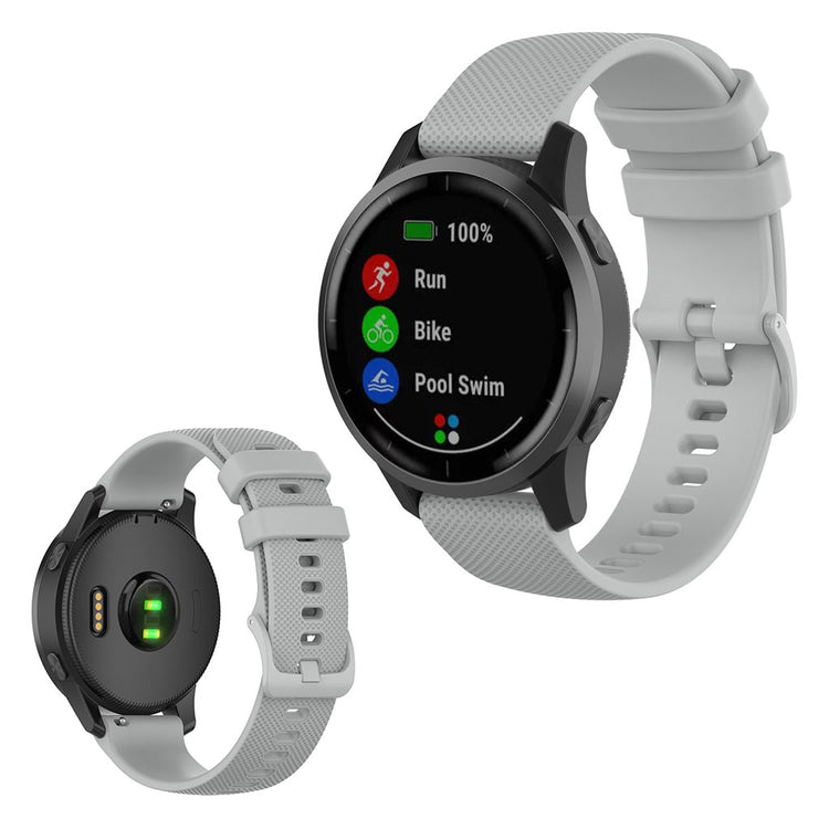 Kønt Garmin Vivoactive 4 Silikone Rem - Sølv#serie_3