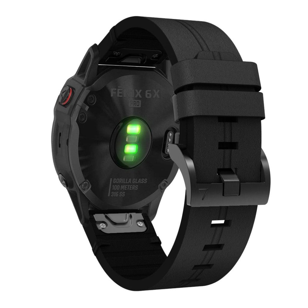 Helt vildt komfortabel Garmin Fenix 6X Ægte læder Rem - Sort#serie_1