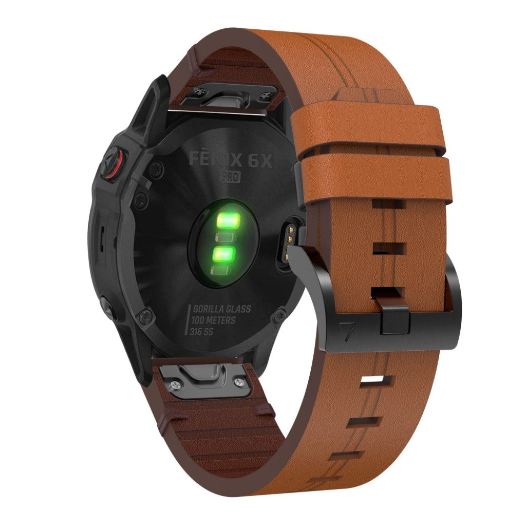 Helt vildt komfortabel Garmin Fenix 6X Ægte læder Rem - Brun#serie_2