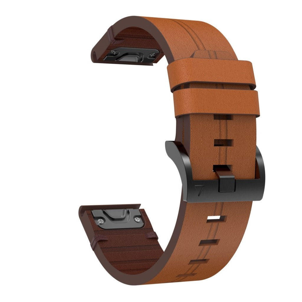Helt vildt komfortabel Garmin Fenix 6X Ægte læder Rem - Brun#serie_2