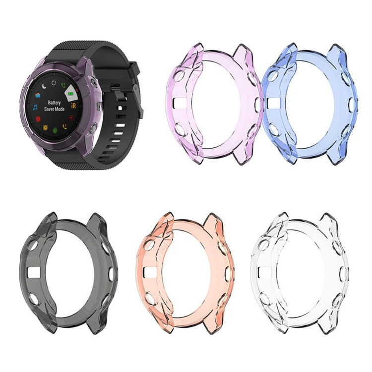 Garmin Fenix 6X / Garmin Fenix 6X Pro Gennemsigtig Silikone Bumper  - Blå#serie_2