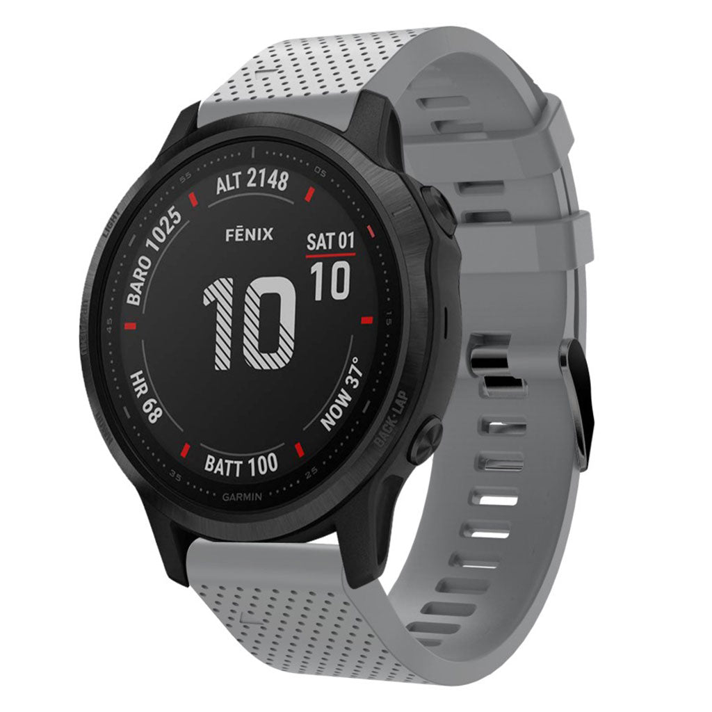 Helt vildt komfortabel Garmin Fenix 6S Silikone Rem - Sølv#serie_3