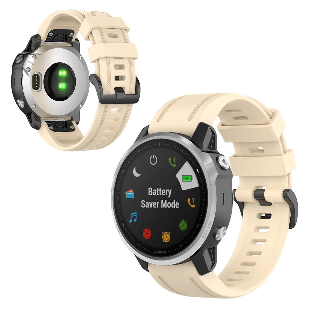 Rigtigt sejt Garmin Fenix 6S Silikone Rem - Beige#serie_10