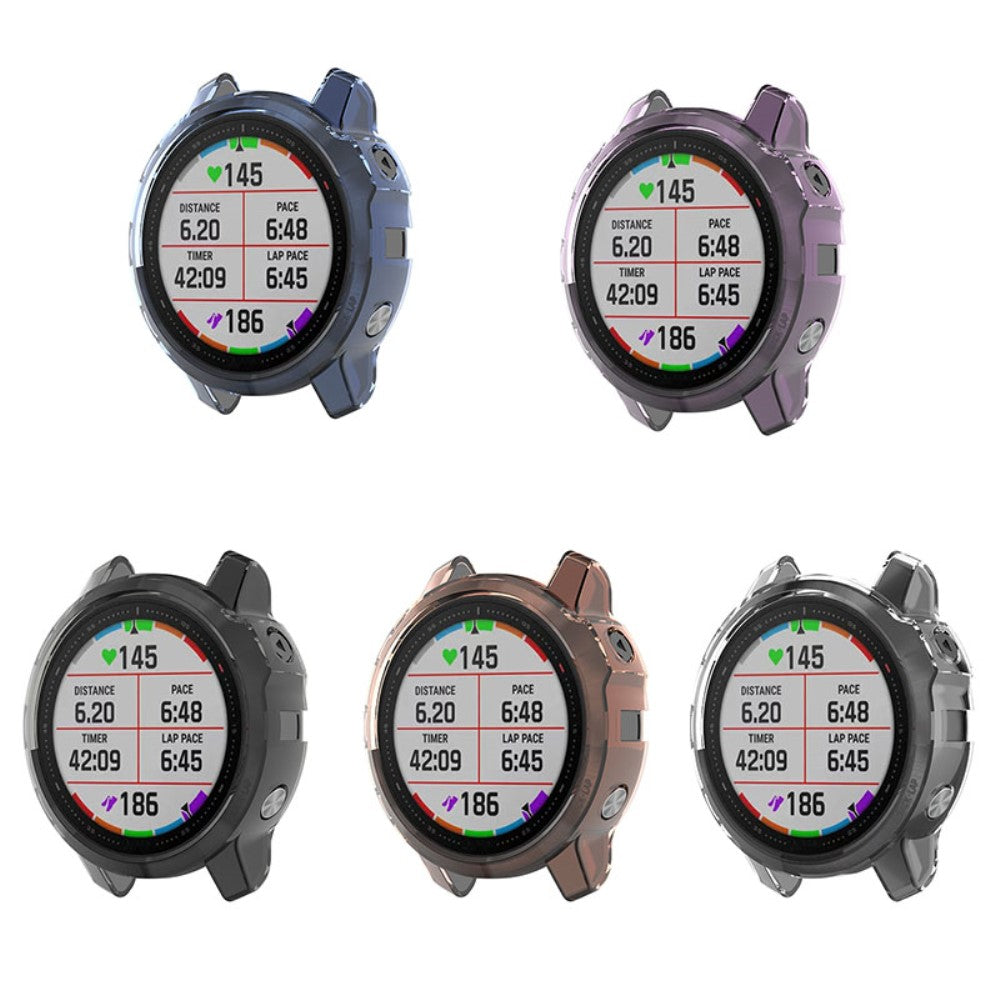 Garmin Fenix 6S / Garmin Fenix 6S Pro Gennemsigtig Silikone Bumper  - Sort#serie_3