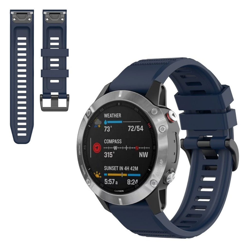 Meget fed Garmin Fenix 6 Silikone Rem - Blå#serie_11