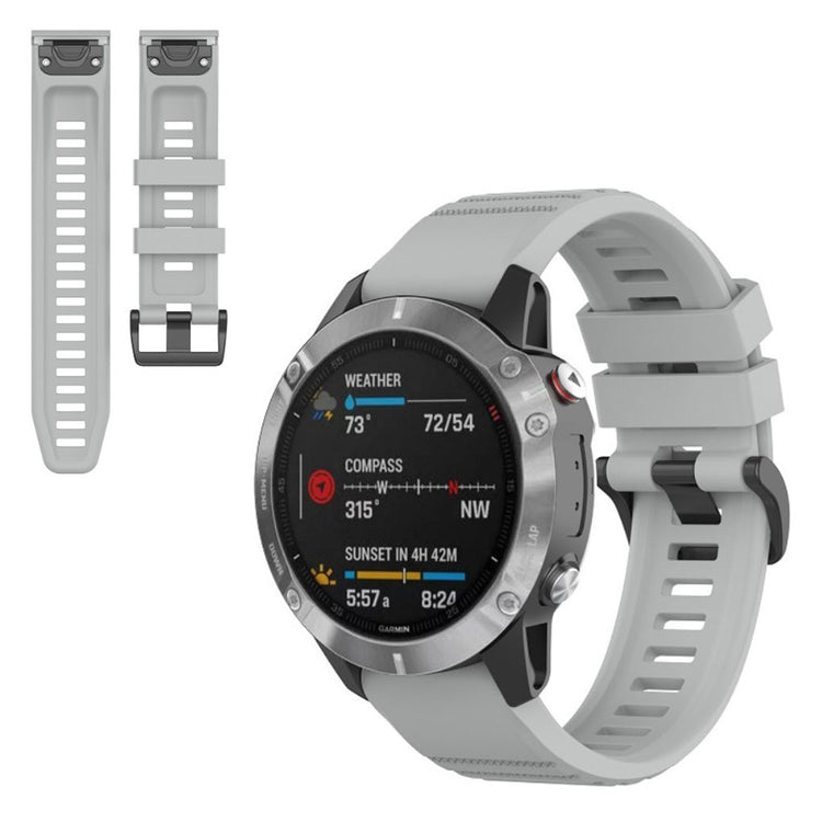 Meget fed Garmin Fenix 6 Silikone Rem - Sølv#serie_8