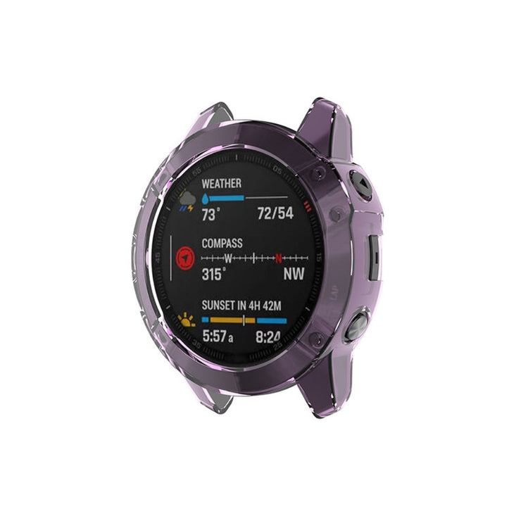 Garmin Fenix 6 / Garmin Fenix 6 Pro Gennemsigtig Silikone Bumper  - Lilla#serie_1