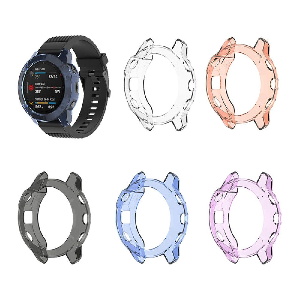 Garmin Fenix 6 / Garmin Fenix 6 Pro Gennemsigtig Silikone Bumper  - Lilla#serie_1