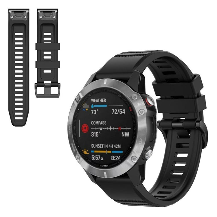 Meget smuk Garmin Fenix 6X Pro Silikone Rem - Sort#serie_1