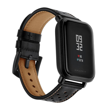 Mega smuk Amazfit GTS Ægte læder Rem - Sort#serie_2