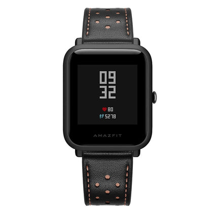 Mega smuk Amazfit GTS Ægte læder Rem - Sort#serie_2